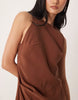 racer cupro tuck detail maxi dress in chocolate
