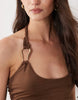 SNDYS metal detail strap scoop neck maxi dress in chocolate