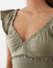 Miss Selfridge flutter sleeve smock dress in khaki