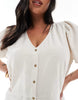 ONLY Curve tie detail mini dress with linen in stone