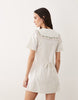 Brave Soul button front mini tea dress in off white with oversized collar and embroidery detail