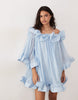 YAS bardot ruffle detail mini dress in blue