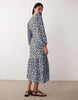 Wednesday's Girl long sleeve tie detail wrap dress in blue smudged dots