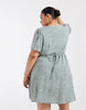 Vero Moda Curve button up mini skater dress in sage green spot