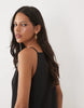 poplin slash neck drop waist maxi dress in black