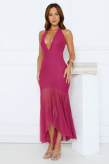 Twilight Luxe Escape Halter Maxi Dress Plum