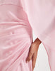 TFNC Bridesmaids satin maxi dress with mesh cape in pink