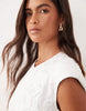 ARRANGE embroidered cinched waist pleated maxi dress in white