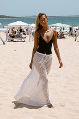 Luck & Trouble Yuri Lace Maxi Skirt White