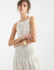 slash neck all over lace midaxi dress in ivory