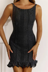 Effortless Bloom Lace Mini Dress Black