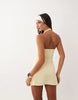 4505 active halter neck tennis dress with under shorts in butter yellow