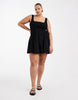 Curve Selina textured cotton shirred beach mini sundress in black