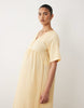 Mamalicious Maternity short sleeve nursing button detail textured jersey midi dress in yellow