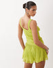 chiffon draped fringe detail mini dress in olive