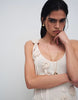 Wanderdoll Lillie knitted scoop neck corsage tassel detail maxi dress in vanilla