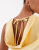 JJXX satin mini dress with tie detail in butter yellow