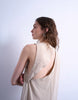 Topshop high neck open back throw-on cupro midi dress in buttermilk