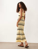 Miss Selfridge crochet maxi dress in butter yellow striped print