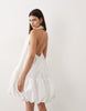 ARRANGE halter neck bubble hem mini dress in white