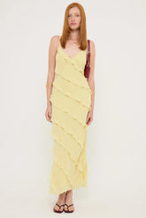 Luck & Trouble Chiffon Ruffle Maxi Dress Lemon