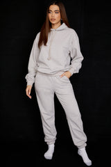 light grey cotton fleece-back oversized hoodie