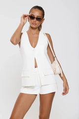 Monochrome Mood Tailored Vest Top White