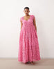 ARRANGE Curve broderie drawstring detail trapeze maxi dress in bright pink