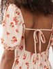 Miss Selfridge seersucker puff sleeve milkmaid maxi dress in peach floral print