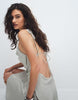 Weekday backless ruffle asymmetric mini dress in light gray