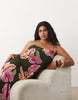 Vero Moda Curve cami maxi dress in olive green with overblown floral print