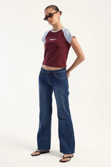 Rusty Shorty Freida Low Rise Jean Blasted Deep Sea Blue