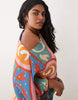 Never Fully Dressed Plus Tilly off shoulder plisse mini dress in kaleidoscope print