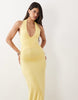 tie back halter midi dress in yellow