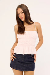 Luck & Trouble Tia Shirred Cami Top Pink