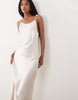 ARKET satin tie shoulder midi slip dress in pink