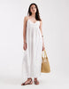 ONLY tie back midaxi dress with embroidered hem detailing in white
