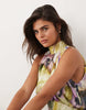 halter neck blouson satin maxi dress in painted floral print