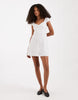 Hollister cap sleeve button up mini dress in white polka dots