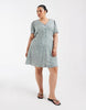 Vero Moda Curve button up mini skater dress in sage green spot