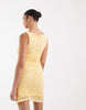 Vero Moda Maternity stretch floral lace sleeveless slash neck mini dress in golden yellow