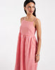 PIECES seersucker cami maxi dress in pink and red gingham print