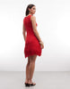 slub fringed mini dress in red