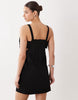 pinny mini dress with pockets and ruffles in black