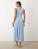sleeveless midaxi dress with dropped seam and bubble hem in light blue