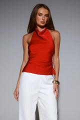 Style Theory Satin Halter Top Red