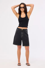 Perfect Stranger Longline Denim Short Washed Grey