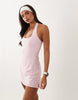 4505 active halter neck tennis dress with under shorts in pastel pink