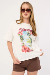 Perfect Stranger Costa Del Sol Oversized Graphic Tee White