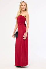 Perfect Stranger Hera Strapless Maxi Dress Burgundy